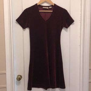 Burgundy Velvet Mini Dress by Currants